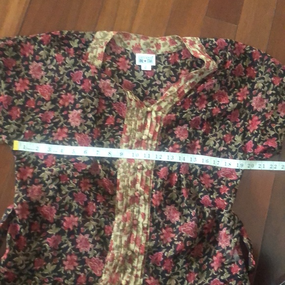 Converse One Star Gray Floral Sheer Y2K Short Sleeve Blouse M - Picture 7 of 11